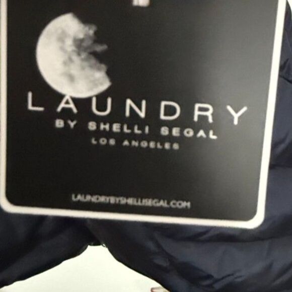 New-Blue Long Quilted Coat- Laundry Shelli Segal Los Angelos Sz Large MSRP$350 - Picture 7 of 9